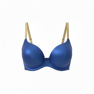 Aerie Bra 36C Sunnie Demi Underwire With Gold Metallic Sparkling Straps $56